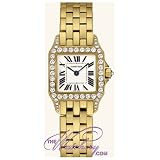 Cartier Santos Demoiselle Ladies' Small Watch 18K Yellow Gold Silver Dial Diamond Bezel WF9001Y7 by Cartier