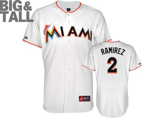 Hanley Ramirez Jersey: Big & Tall Miami Marlins #2 Home White Replica Jersey