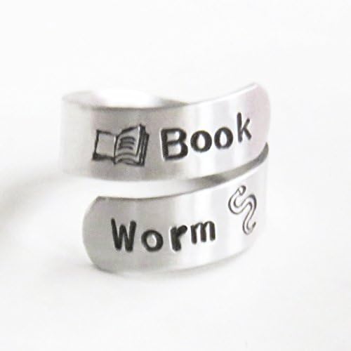 Book Worm ring - Book lover gift for reader - Handmade book reader gift for language teacher