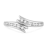 10KT White Gold Round Diamond Bypass Fashion Ring (1/8 cttw)