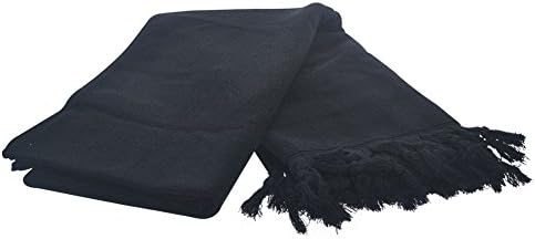 Turkish Double Faced Peshtemal Towel for Spa, Beach, Hot Yoga, Bathtub - Black