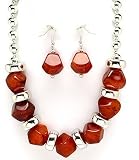 Chic Chunky Brown Formica Beads Silvertone Charm Beaded Statement Necklace and Earrings Set Fashion Jewelry 41 s 24FU3L. SL160 Chic Chunky Brown Formica Beads Silvertone Charm Beaded Statement Necklace and Earrings Set Fashion Jewelry