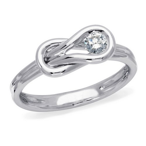 Love Knot, 14K White Gold Diamond Knot Ring, 1/6 ctw.