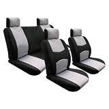 On Sale Car Seat Covers Full Set Flat Cloth Gray/black 114