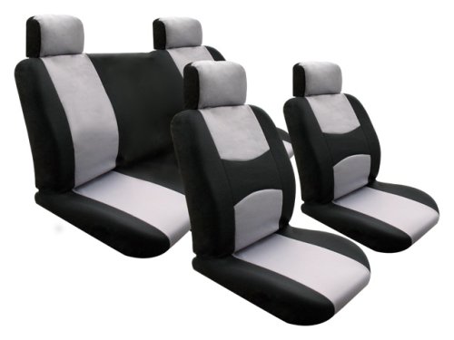 Holiday Sale and Free Upgrade Any Shipping Service to Priority Mail (Only Takes About 2-3days.) Flat Cloth Univerisal Car Seat Cover Full Set Gray/black