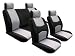 FLAT CLOTH UNIVERISAL CAR SEAT COVER FULL SET GRAY/BLACK