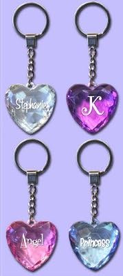 Diamond Cut Heart Key Ring Blank Pink
