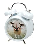 Zeon Wacky Waker Sheep Twin Bell Alarm Clock with Actual Sheep Sound Alarm. Stylish White Enamel Case Finish