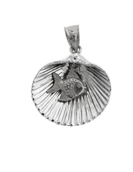 Clevereves 14K White Gold Pendant Two Tone Shell with Fish 11.7 - Gram(s)