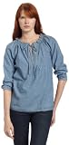 Izod Womens 3/4 Sleeve Chambray Peasant Top