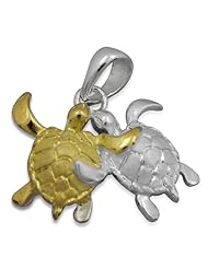 925 Silver Two Tone Turtle Pals Pendant Hawaiian Silver Jewelry