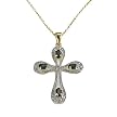 Sterling Silver Diamond Sapphire Cross Pendant Necklace