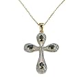Sterling Silver Diamond Sapphire Cross Pendant Necklace