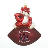 Auburn Tigers NFL Blown Glass Football Holiday Tree Ornament 6