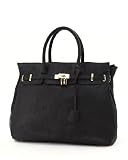 Black Alligator Faux Leather Large Tote Handbag
