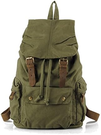 New Womens Mens Unisex Vintage Canvas Leather (Strap only) backpack bag book bag satchel canvas bag for school Mountaineering Outdoor Sports Camping