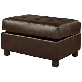 Bobkona Bonded Leather Match Storage Ottoman, Espresso by BOBKONA
