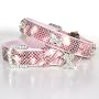 "The Wild Thing" 122 Swarovski crystals jewelled Python Print Leather Dog Collar - Pink / Small (8"-12")