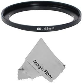 Goja 55-62mm Step-Up Adapter Ring (55mm Lens to 62mm Accessory) + Premium MagicFiber Microfiber Lens Cleaning Cloth