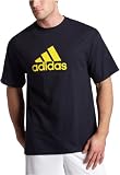 adidas Men’s Short Sleeve Logo Tee,Dark Navy/Pure Yellow,Medium