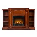 Thompson Electric Fireplace with Bookcases - Mahogany