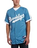 MLB Men's Brooklyn Dodgers 1941-1957 Cooperstown Short Sleeve Synthetic Replica Baseball Jersey (Columbia, Medium)