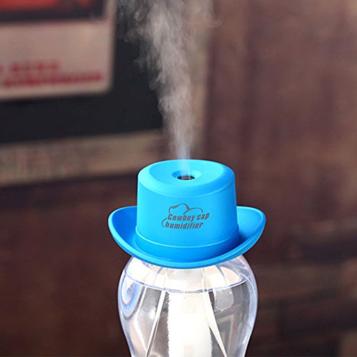 Topc Mini Portable Cowboy USB Air Humidifier for Office Home SPA Travel Car（Blue）