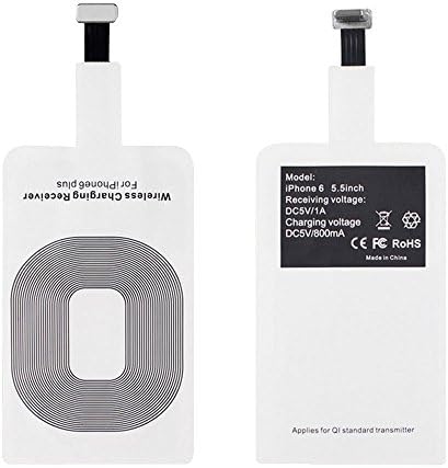 HongraysUniversal Qi Standard Wireless Charging Receiver Module Patch for Iphone 5S/5/5C/6S/6Plus/6SPlus, Micro USB Interface Port, White