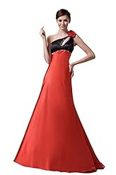 One Shoulder Satin/Silk/Spandex Beaded Evening Dress 