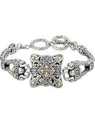Filigree Design Double Toggle Bracelet with 18KY Accents 07.50-08.00 Inch Brc701