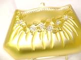 Pk2.1, Imported Genuine Gold Plated Metallic Evening Handbag for Women and Teens Trimmed with Exquisite Pearls and Crystals