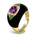 925 Sterling Silver Chrome Diopside Amethyst Onyx Cocktail Ring - Available Size: 5, 6, 7, 8, 9, 10,