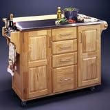 Home Styles Stainless Steel 4 Drawer 2 Door Kitchen Cart with Breakfast Bar