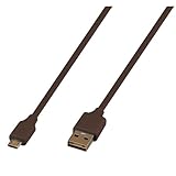 グリーンハウス USB側もMicroUSB側も 両面挿しできる USB2.0 2A高出力 microUSB充電データ転送ケーブル 50cm ブラウン GH-UCSMBW50-BR