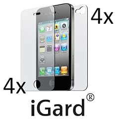 8 x Original iGard� iPhone 4 / 4S Anti-Glare-Reflex-Fingerprint Schutzfolie 4 x Vorderseite + 4 x R�ckseite Displayschutzfolien TOP Marken Quali�t