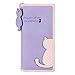 Damara Cute Dot Cat Printing Long Purse Soft Leather Bifold Zippered Wallet