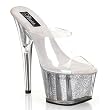 Pleaser Shoes Women��s ADORE-701G, 6 1/2'' Stiletto Heel Glitter Filled Platform Slide