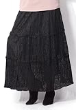Roamans Plus Size Crushed Lace Maxi Skirt by Denim 24/7