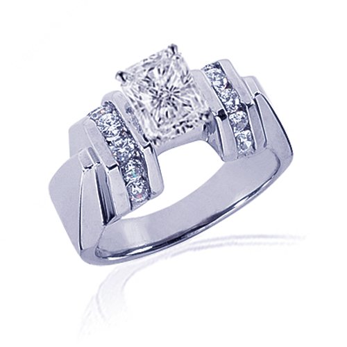 1.50 Ct Radiant Cut Diamond Engagement Ring Channel COLOR-H CUT:VERY GOOD IGI