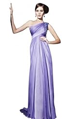 A-line Beaded Chiffon Cocktail Floor Length One Shoulder Sleeveless Evening Dress/Homecoming Dress/Pageant Dress/Prom Dress/Party Dress/Wedding Dress 