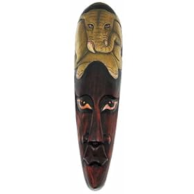 African Jungle Elephant Mask Wall Hanging Africa Decor