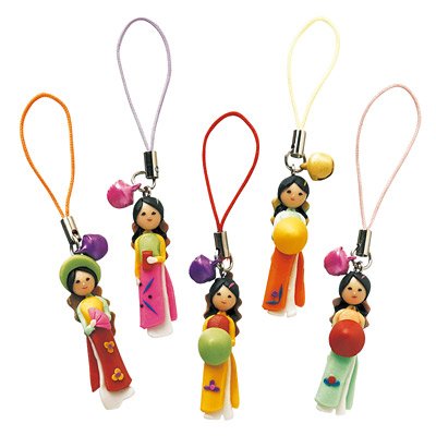 ［ベトナムお土産］アオザイストラップ 5コセット(ベトナム土産・海外土産）