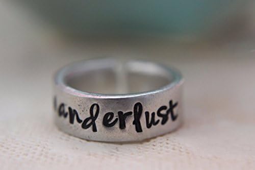 Adjustable Cuff RIng Hand Stamped With Wanderlust by Bliss Stamped Jewelry