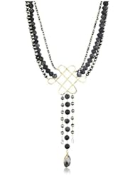 Devon Leigh "Statement Necklaces" Black and White Multi-Tiered Agate and Jasper Necklace