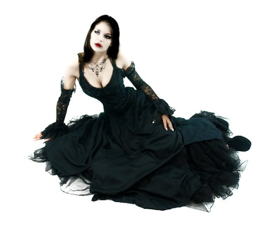 MIEDERKLEID DARK BEAUTY + TÜLLROCK + STULPEN ~ GOTHIC HOCHZEIT Gr. 44-46