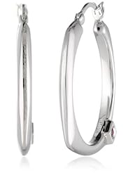 ELLE Jewelry Silver Created Ruby Hoop Earrings