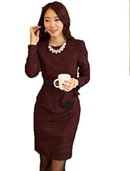 Wool/Knit Houndstooth Print Long Sleeves  Dress