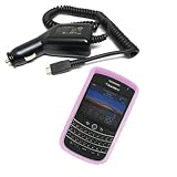 Combo of Pink Silicone Skin Cover Case and Car Charger for Blackberry 9630 Niagara Tour