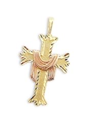 Cross Pendant 14k Yellow n Rose Gold crucifix Charm