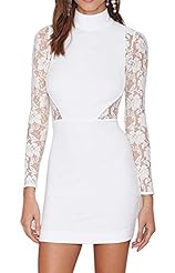 Sexy Polyester Summer Applique Fitted Keyhole Embroidered Cutout Lace Sheer Illusion Long Sleeves  Dress